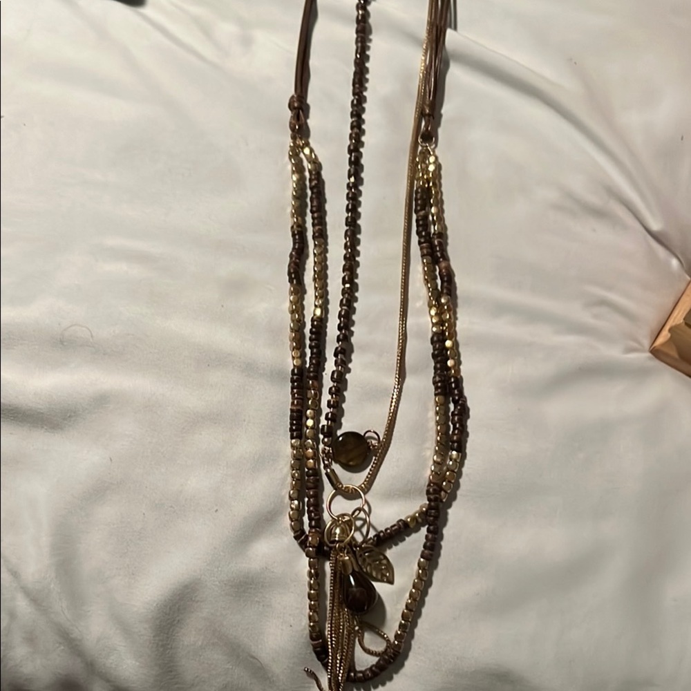 Elegant Brown and Gold Beaded Necklace